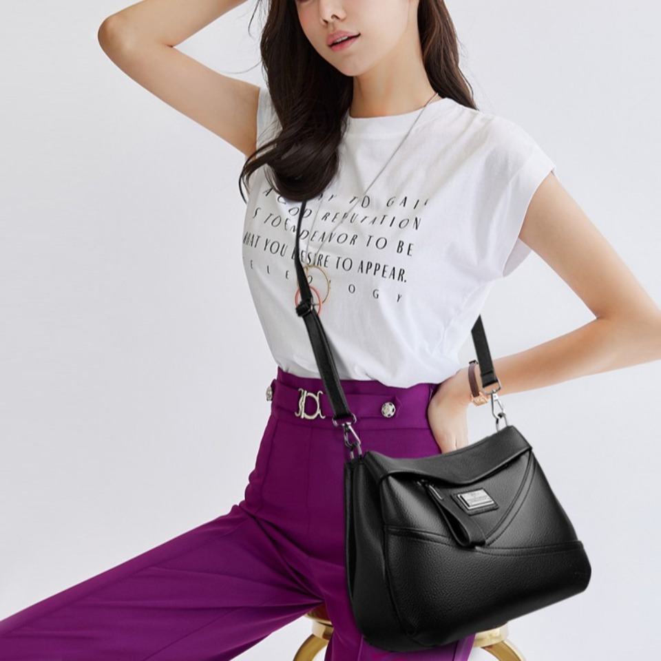 KAIDIFEINIROO Kangaroo Brand Pu Leather Luxury Handbags Women Bags Designer Three Layers Shoulder Crossbody Bag Large Capacity