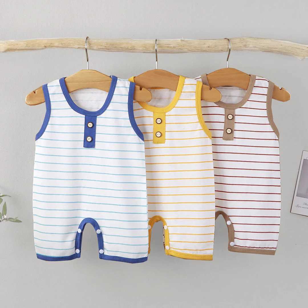 Summer Sleeveless Baby Rompers 0-2Y Striped for Newborn Baby Boy Infant Girl Striped Jumpsuit Baby Clothing Z250712
