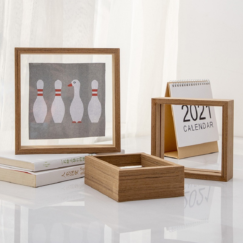 Transparent Solid Wood Display Double-Sided Glass Specimen Picture Shadow Box Frame Photo Frames H260306