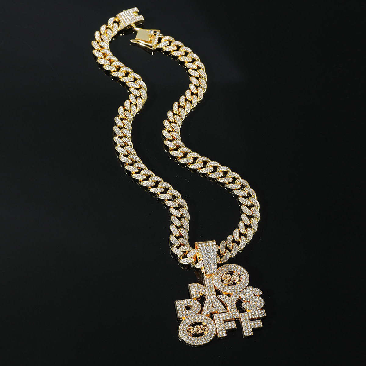 Luxury Jewelry Designer Jewelry European And American Style Exaggerated Full Diamond Letter Pendant Necklace Jewelry Trendy Men's Chain Clavicle 