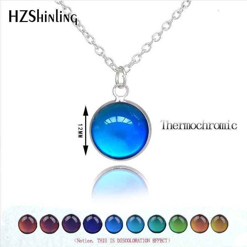 Thermochric Mood Tracker Stainless Steel Necklace Temperature Discoloration Cabochon Necklace Jewelry W250712