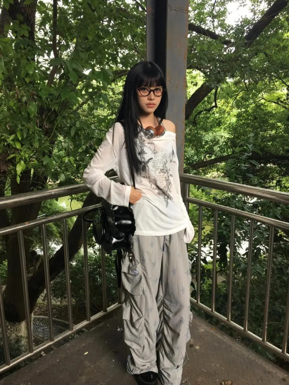 Korean Fashion Graphic Tees Slightly Transparent T Shirt Women Clothing Long Sleeve Loose T-shirt Streetwear Spring Tops 250707