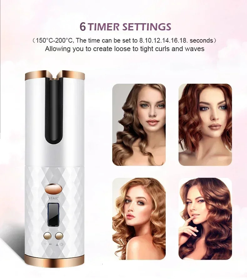 Portable Wireless Automatic Hair Curler 3 Color Options USB Charging Anti-Scalding Hair Curling Iron for Styling 250712