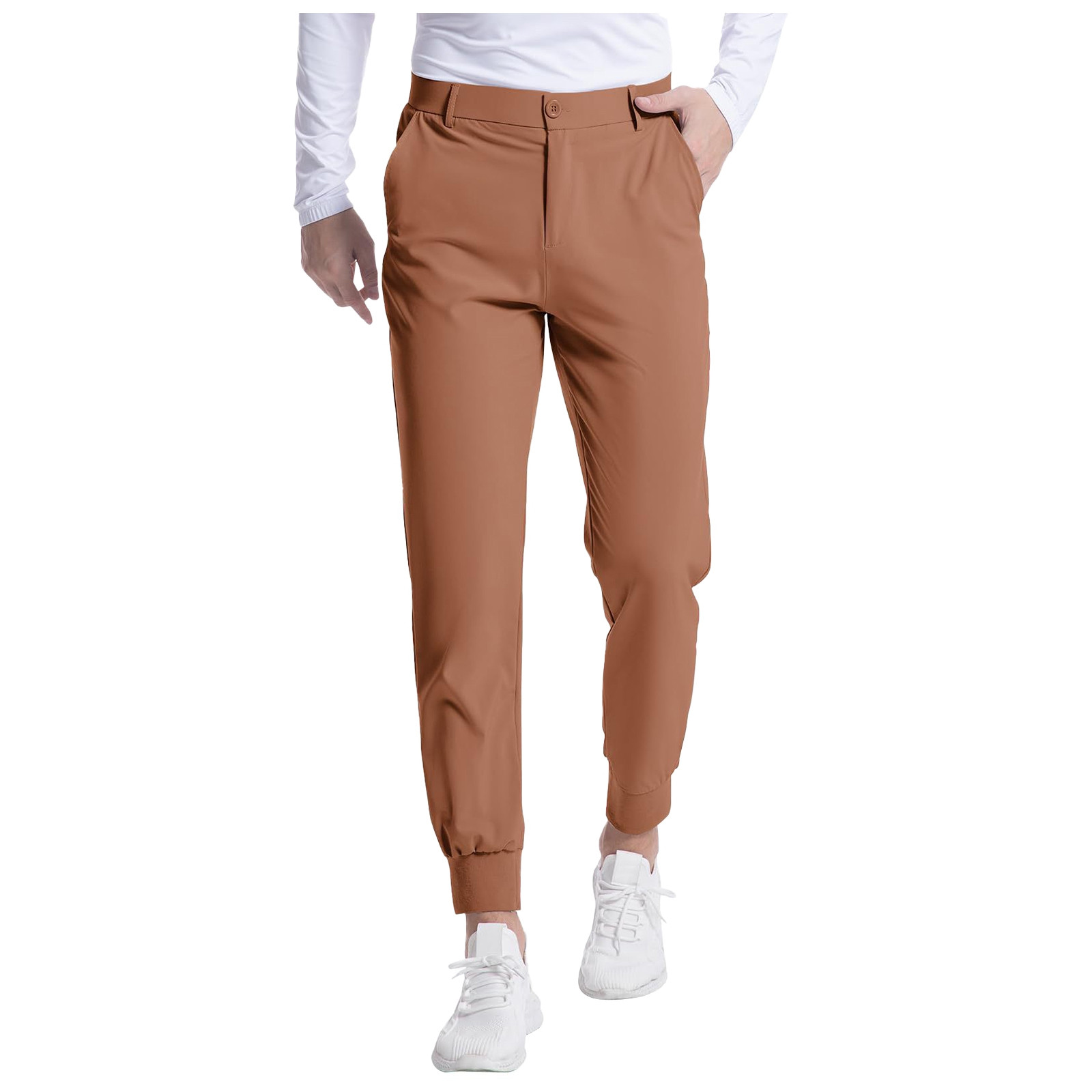 Mens Dress Pants Golf Stretch Pants Slim Fit Quick Dry Golf Joggers Pants Work Casual Long Pants With 3 Pockets Trousers Bottoms