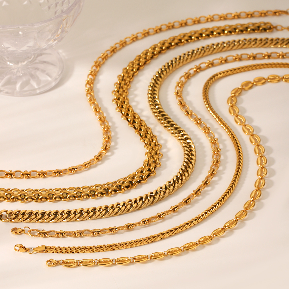 Luxury Jewelry Designer Jewelry Cross-border European And American INS Style Fashion 18K Gold-plated Necklace Handmade Chain Round Bead Chain Stainles