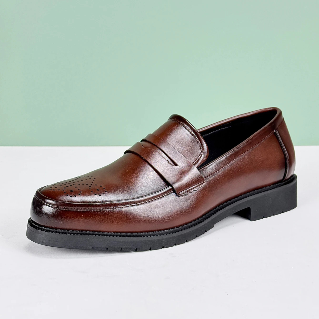 Mens Formal Leather Shoes British Style Oxford Loafers Round Toe Breathable Non-Slip Business Dress Wedding Office Casual Shos 250712