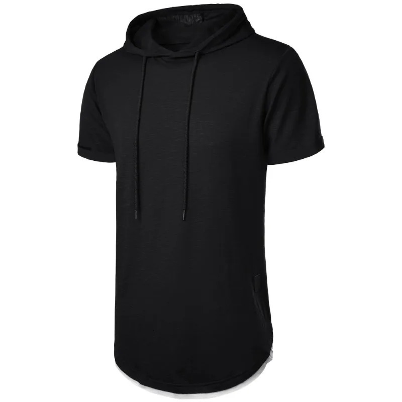 Summer Hooded Sweatwear Mens Short Sleeve Loose Tshirt Solid Color Lightweight Hoodie Fitness Breathable Collar Tops 250707