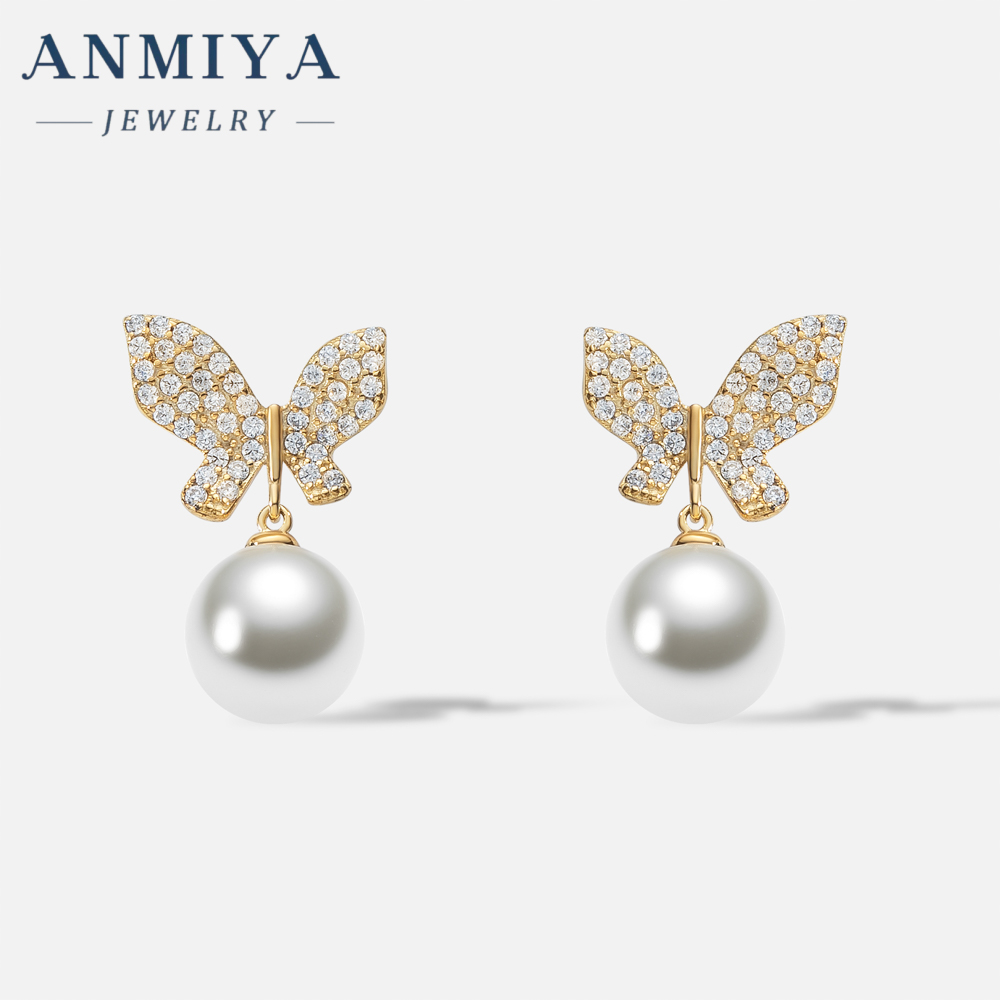 Best Selling butterfly Water Resistant Zirconia Cute Sweet Earrings Stud 925 Silver High Quality Earring for Women Summer