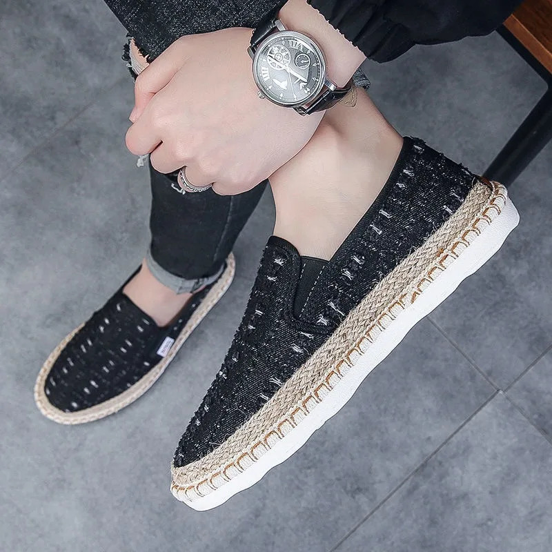Male Moccasin Breathable Casual Canvas Shoes Hemp Insole Fisherman Shoes Slip on Loafers Mens Espadrille Summer Flats Shoe 250712