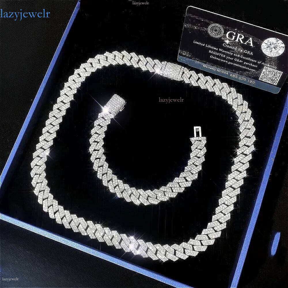 moissanite Hip Hop Jewelry Sier 14mm gold Sterling Sie Chain For Men necklace miami cuban link chain necklaces