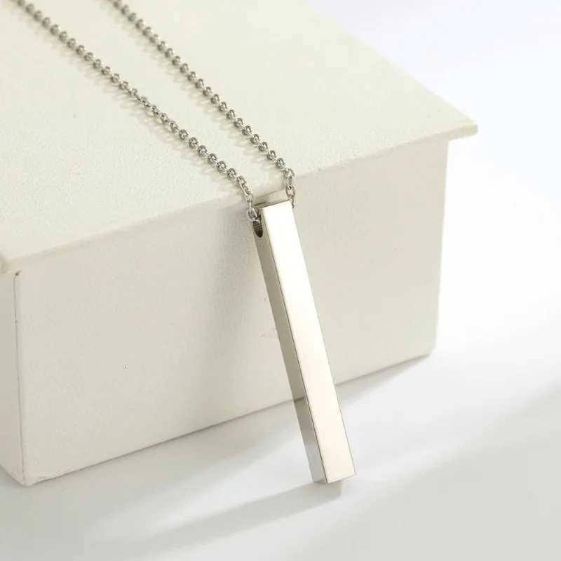 New Vertical Square Bar Pendant Charm Necklace for Women Men Stainless Steel Simple Geometric Neck Chain Jewelry Gift Rings W250712