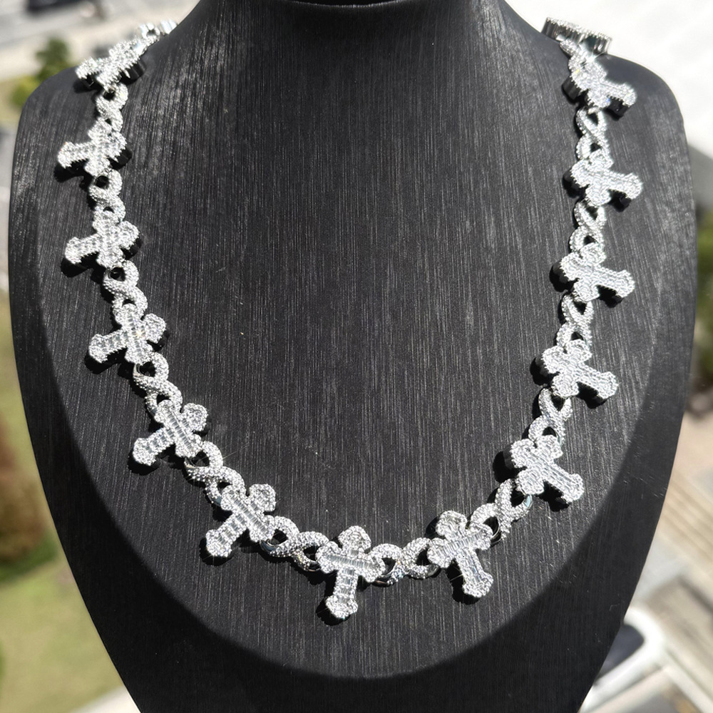 Luxury Jewelry Designer Jewelry European And American Cross-border Hip-hop 8-shape Chain Zircon Men's Cross Necklace High-end Versatile Jewelry W