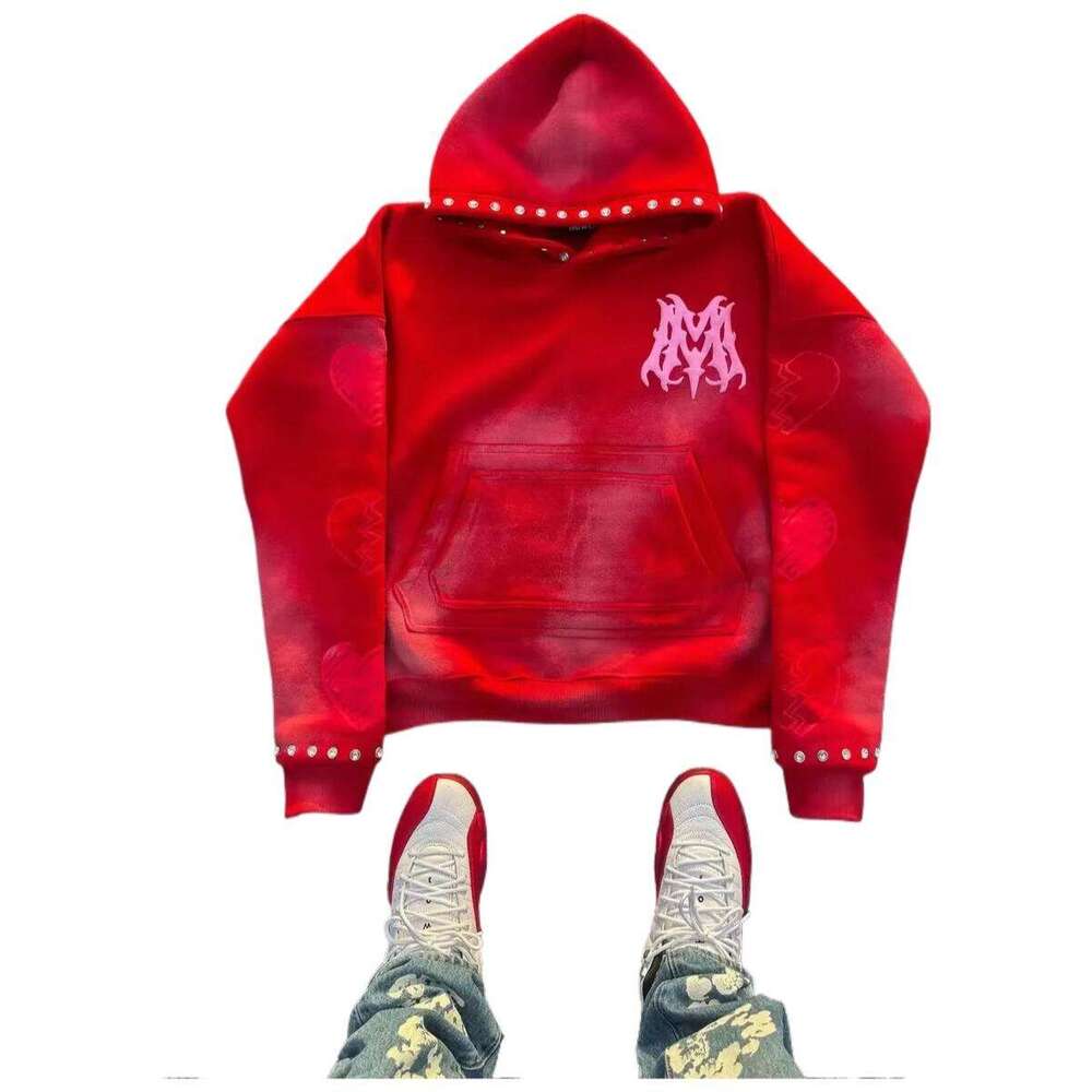 American Retro Gothic Rivet Elements Oversized Letters Hoodie Women's Y2K New Haruku Hip-Hop Casual Joker Street Wear