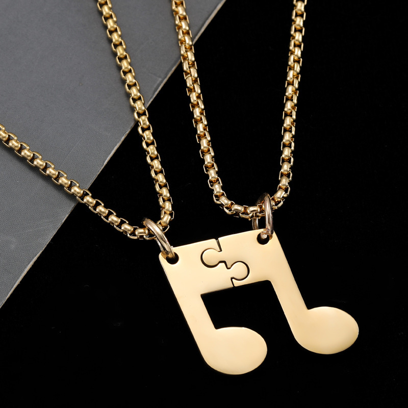 Luxury Jewelry Designer Jewelry Cross-border New Product Stainless Steel Personalized Fashion Jumping Note Puzzle Couple Necklace Men And Women Couple