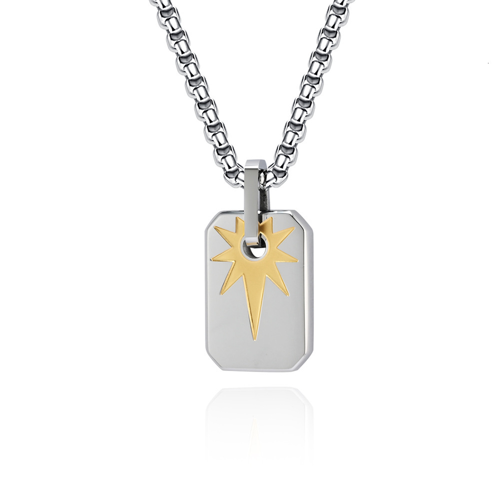 Luxury Jewelry Designer Jewelry Cross-border Creative Hexagram Square Pendant Light Star Titanium Steel Interlocking Necklace Versatile High-end Men&#