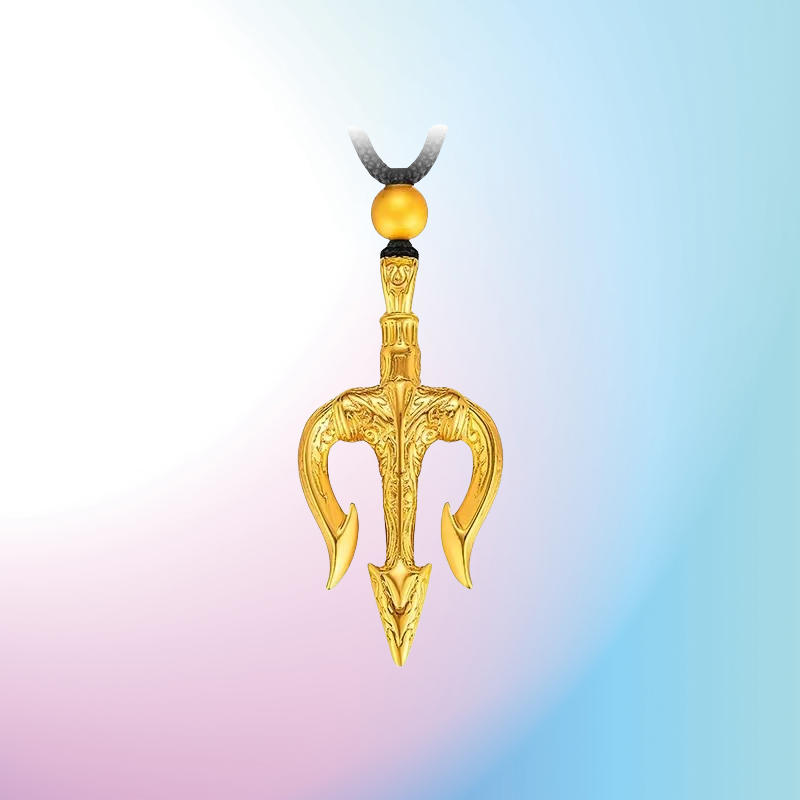 Neptune Trident Necklace Pendant Gold Male Domineering Personality Poseidon Harpoon Trident Pendant