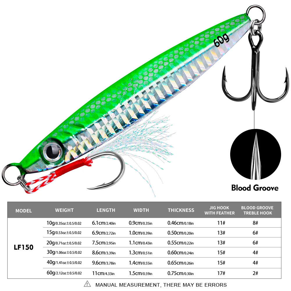 PROBEROS 1pc Metal Jig 10g 15g 20g 30g 40g 60g Durable Bionic Hard Bait with Realistic n Perfect Sea Fishing Accessory 250708