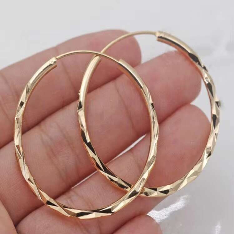 Trendy Fashion Jewelry Geometry Concave Convex Women Earrings Large Gold Plated Hoop Earrings for Women