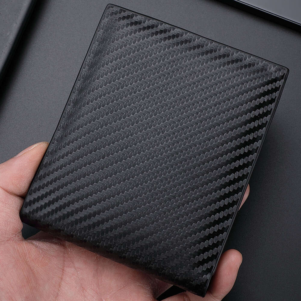 Men's New Carbon Fiber Multi-Card Slot Zipper Coin Purse Card Holder Short Wallet for Men wallet designer mens wallet