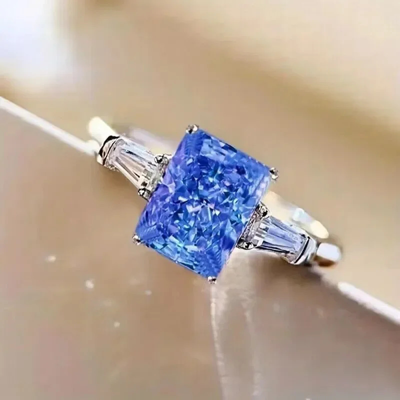 2025 Gorgeous Square Pink Cubic Zirconia Ring for Women Temperament Sweet Girls Engagement Rings Exquisite Gift Trendy Jewelry 250704