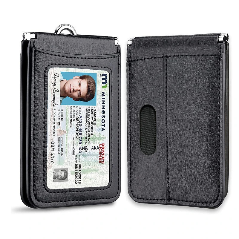 US Top Grade Genuine Leather ID Badge Holders with Neck Lanyard Formal Staff Office Worker Supplies Magnet closed ID Card Cover 250708