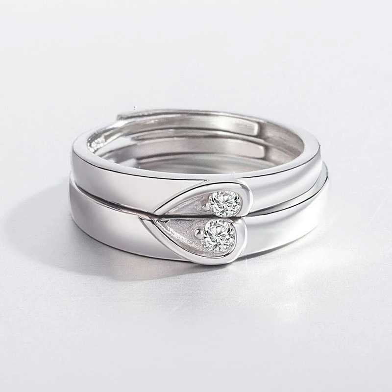 Korean Fashion 1Pair Simple Couple Zircon Rings For Women Men Goth Ring Opening Finger Lovers Jewelry Gifts 250704