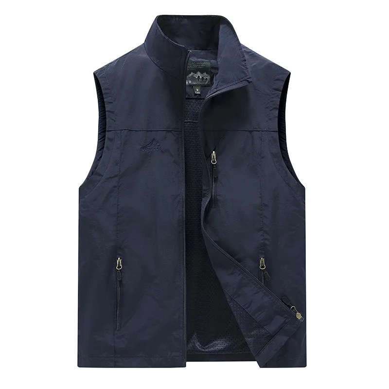 FGKKS Spring Men Waistcoat Outdoor Leisure Solid Color Vest Young Middleaged Pography Fishing Casual Jacket Male 250707