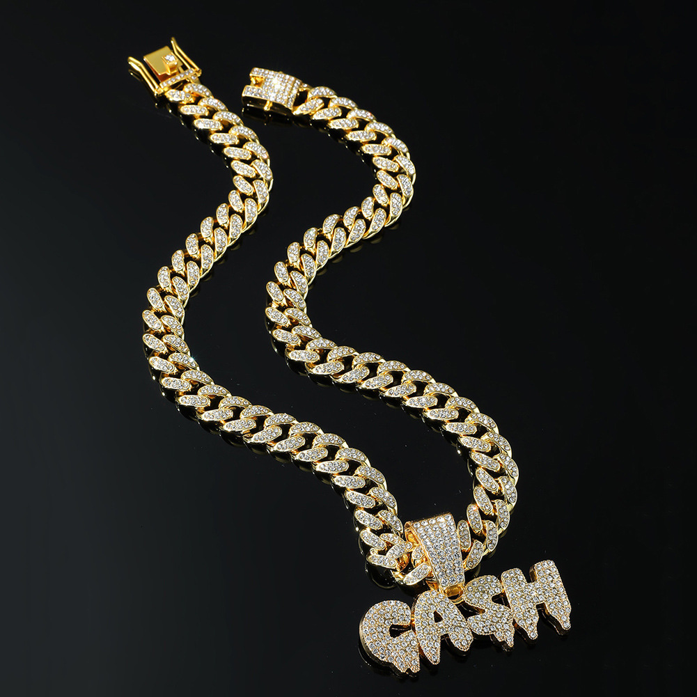 Luxury Jewelry Designer Jewelry European And American Hip-hop GASH Full Diamond Letter Pendant Necklace Men's Punk Style Chain Accessories Jewelr