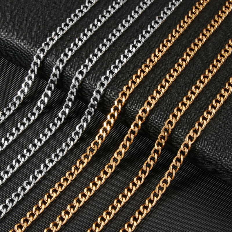 Luxury Jewelry Designer Jewelry Double-sided Chain Stainless Steel Plain Chain Versatile Men's Trendy Titanium Steel Chain Accessory Hip-hop Unis