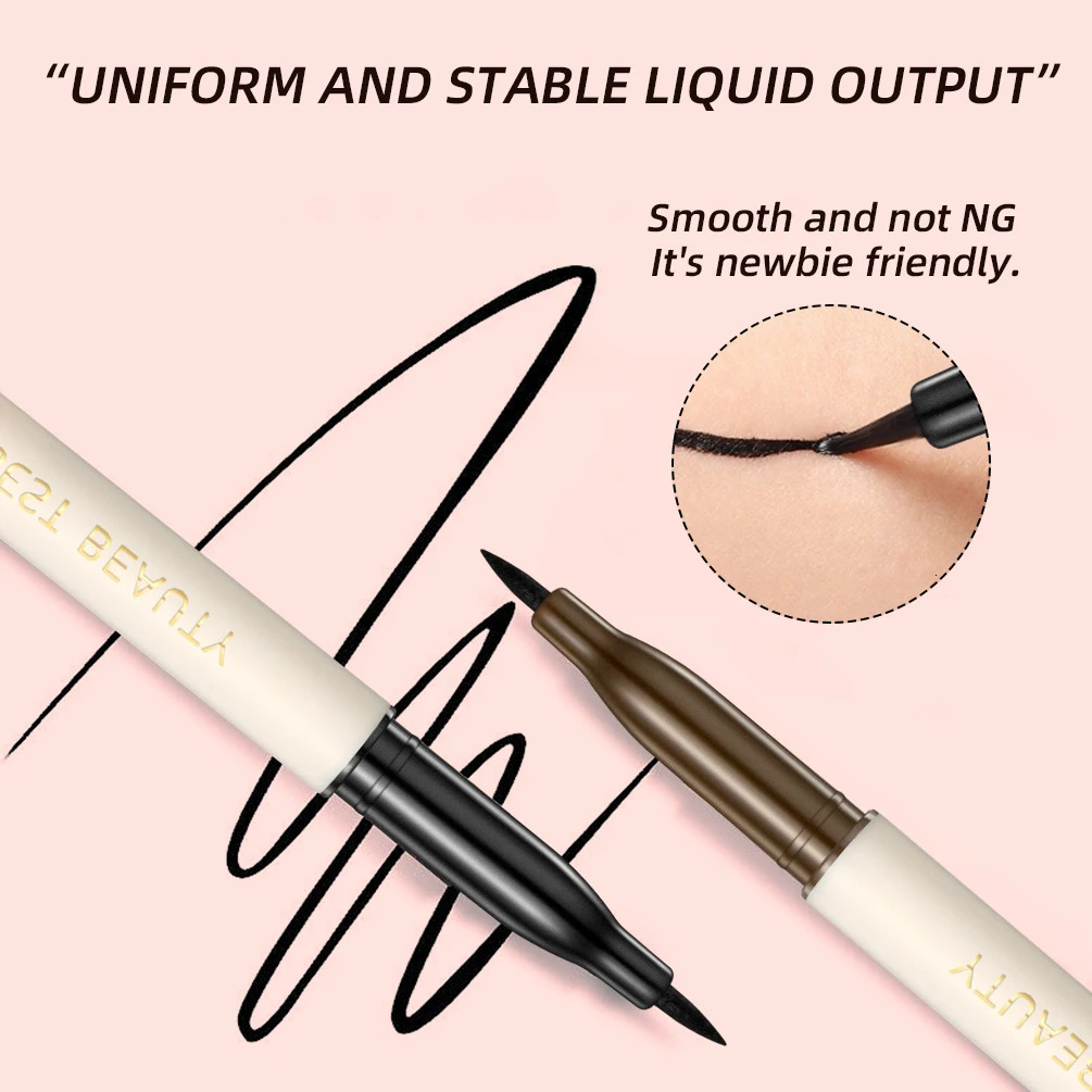QI 1pc Waterproof Quick Dry Liquid Eyeliner Pen Ultra-fine Matte Finish Smudge-proof Beauty Eye Makeup Black/Brown Options 250704
