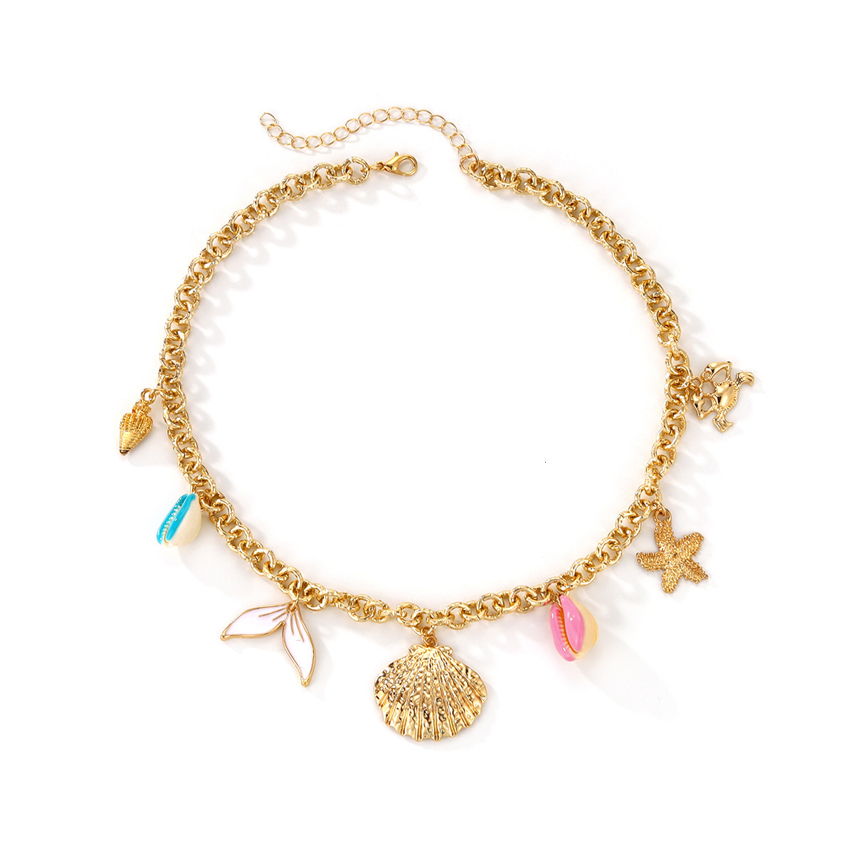 Luxury Jewelry Designer Jewelry European And American Cross-border Vintage Bohemian Pearl Shell Necklace INS Niche Design High-end Clavicle Chain