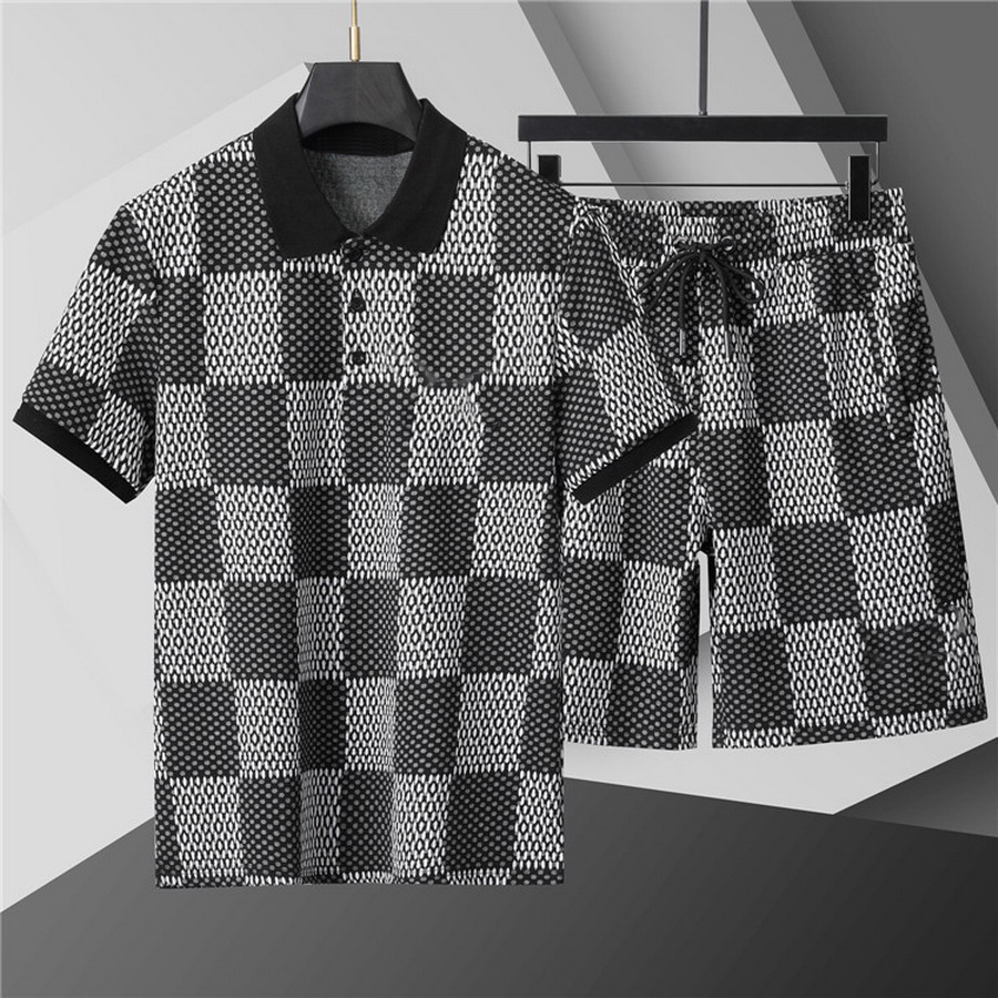 Summer Mens Polo Shirts Sets Summer Seaside Sweat Suits Letter Print T Shirts Shorts Sets Men Casual Sports Outfits Sportswears