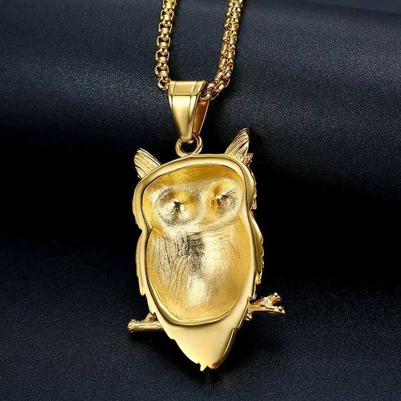Stainless Steel Titanium Animal Owl Luxury Zircon Hip Hop Pendant Collar Chains Necklace for Men Women Couple Gift Jewel W250712