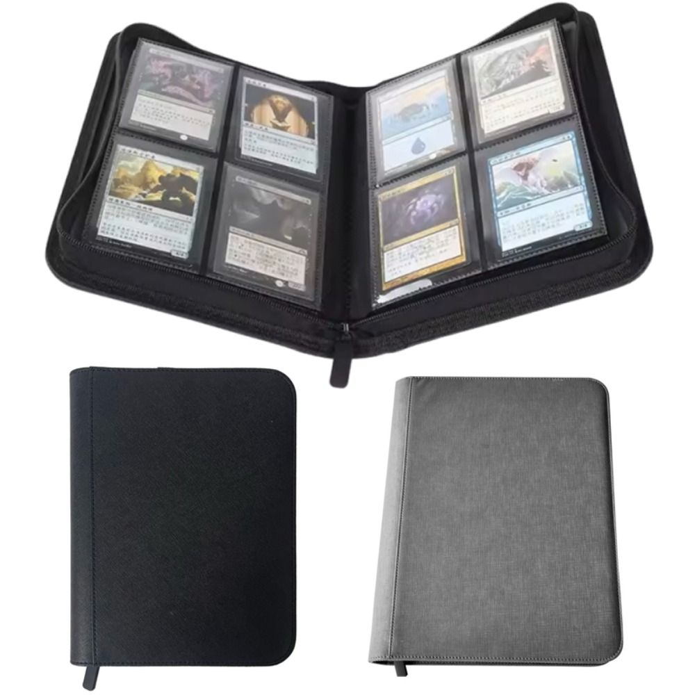 160 Card Slot 4 Pocket Card Binder PU Cover Zipper Closure Trading Card Holder Book Side-Loading Card Folder Album