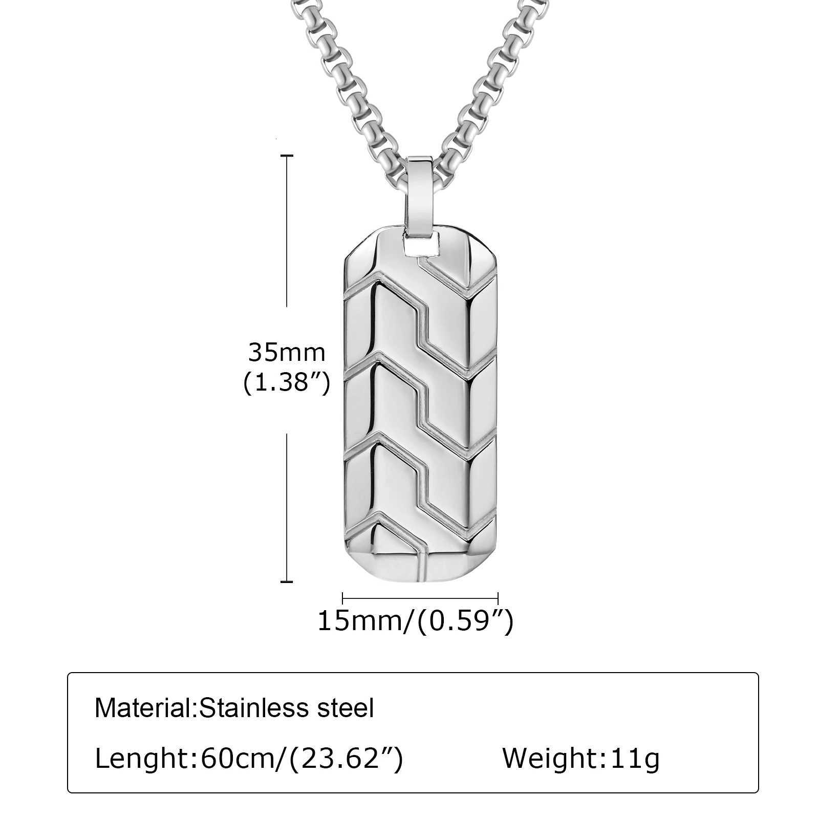 Vnox Cool Tire Pattern Necklaces for Men Boys Stainless Steel Geometric Bar Pendant Collar Punk Stylish Gifts for Him W250712