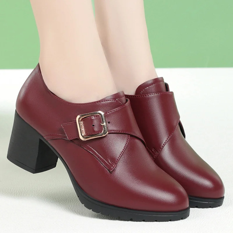 Spring Autumn Mid Aged and Elderly Mothers Shoes Soft Leather Soft Sole Fashion Comfort Women Wedge Heels Shoes 250707
