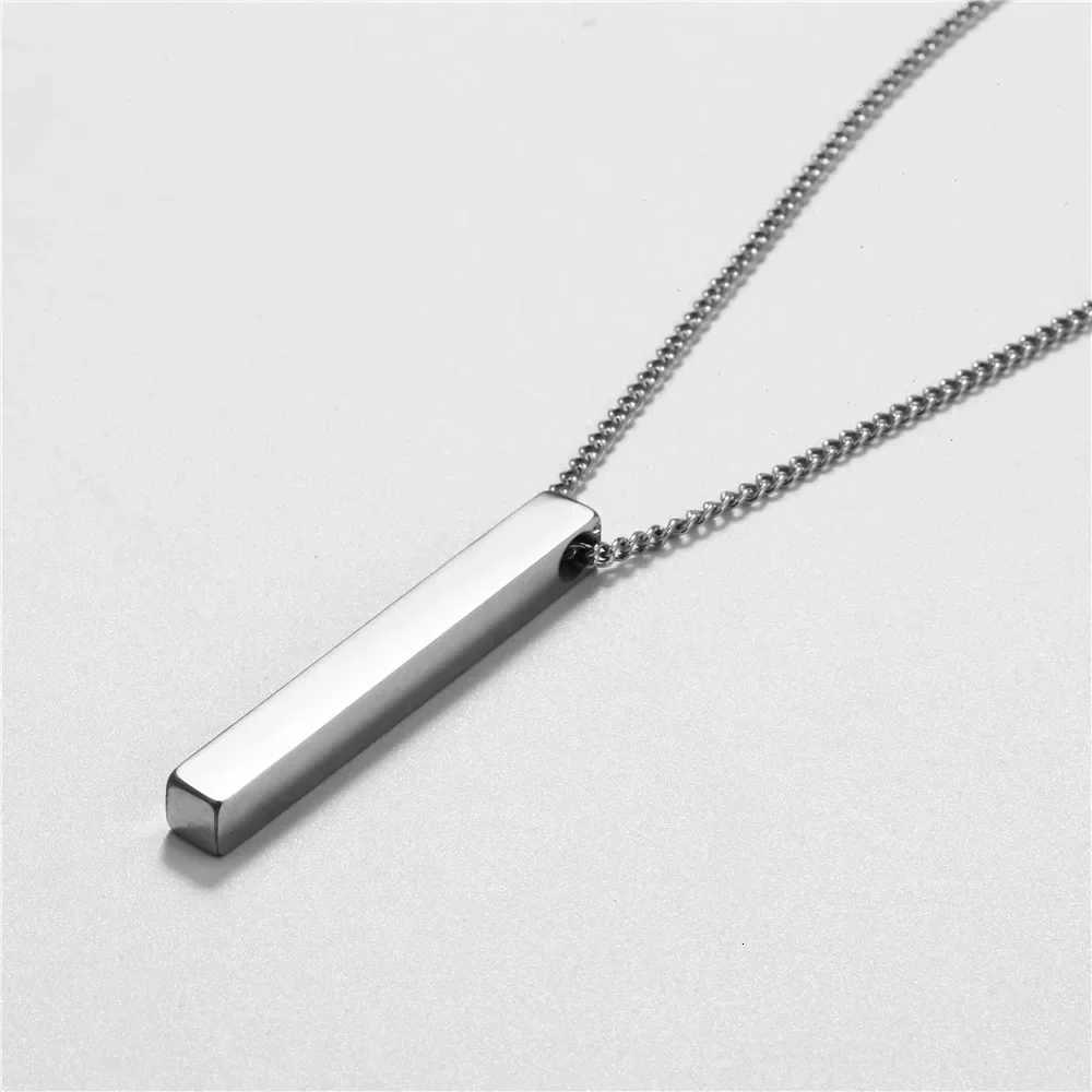 Fashion Geetric Rectangular Necklace for Men Hip-hop Retro Three-dimensional Column 2mm Pendant Ma Dinant Jewelry Gift W250712
