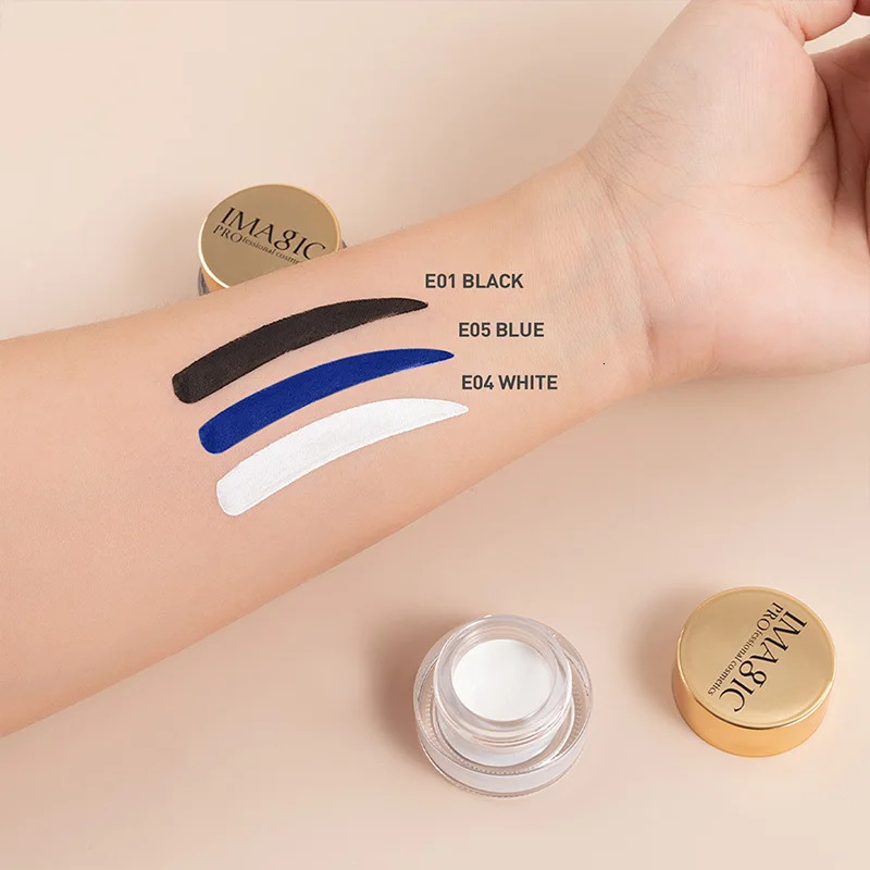 IMAGIC 3-Color Gel Eyeliner Waterproof Quick Dry Long-lasting EyeLiner Cream With Brush Professional Cosmetic Black/White/Blue 250704