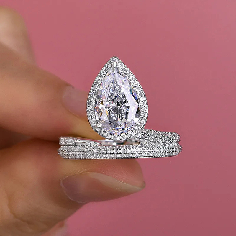 2025 Choucong Ins Top Sell Sparkling Luxury Jewelry 925 Sterling Silver Fill Pear Cut 5A Cubic Zircon CZ Diamond Gemstones Party Eternity Women Engage
