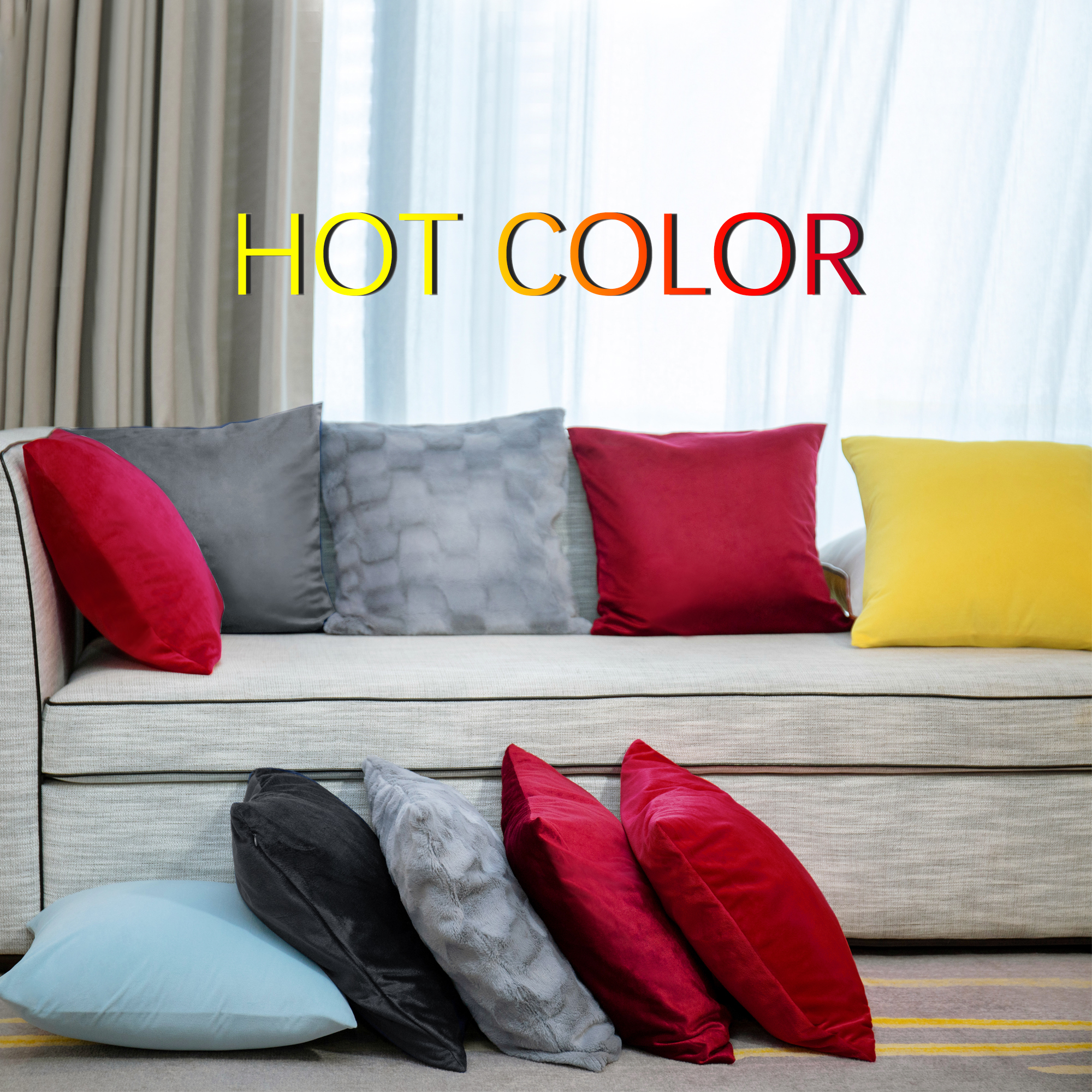 US Stock 2 Pieces Super Soft Velvet Solid Throw Pillow Covers Sets Hidden Zipper Graden Cushion Case Sofa Bedroom Car Decorative Pillow HK0012