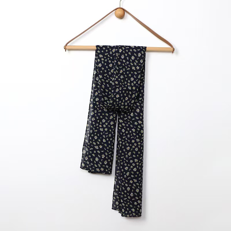 T1214 Spring and summer small floral daisy pure cotton printed small square scarf literary forest girl hair scarf