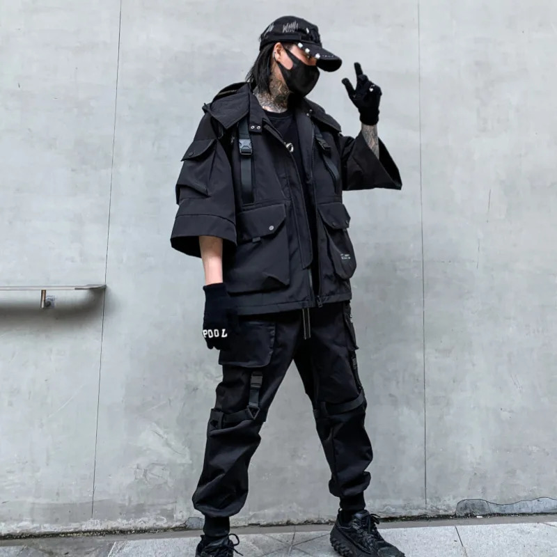 Autumn Winter Hip Hop Techwear Cargo Jacket Mens Harajuku Casual Hooded Jackets Tactical Hooded Coats Streetwear 250708