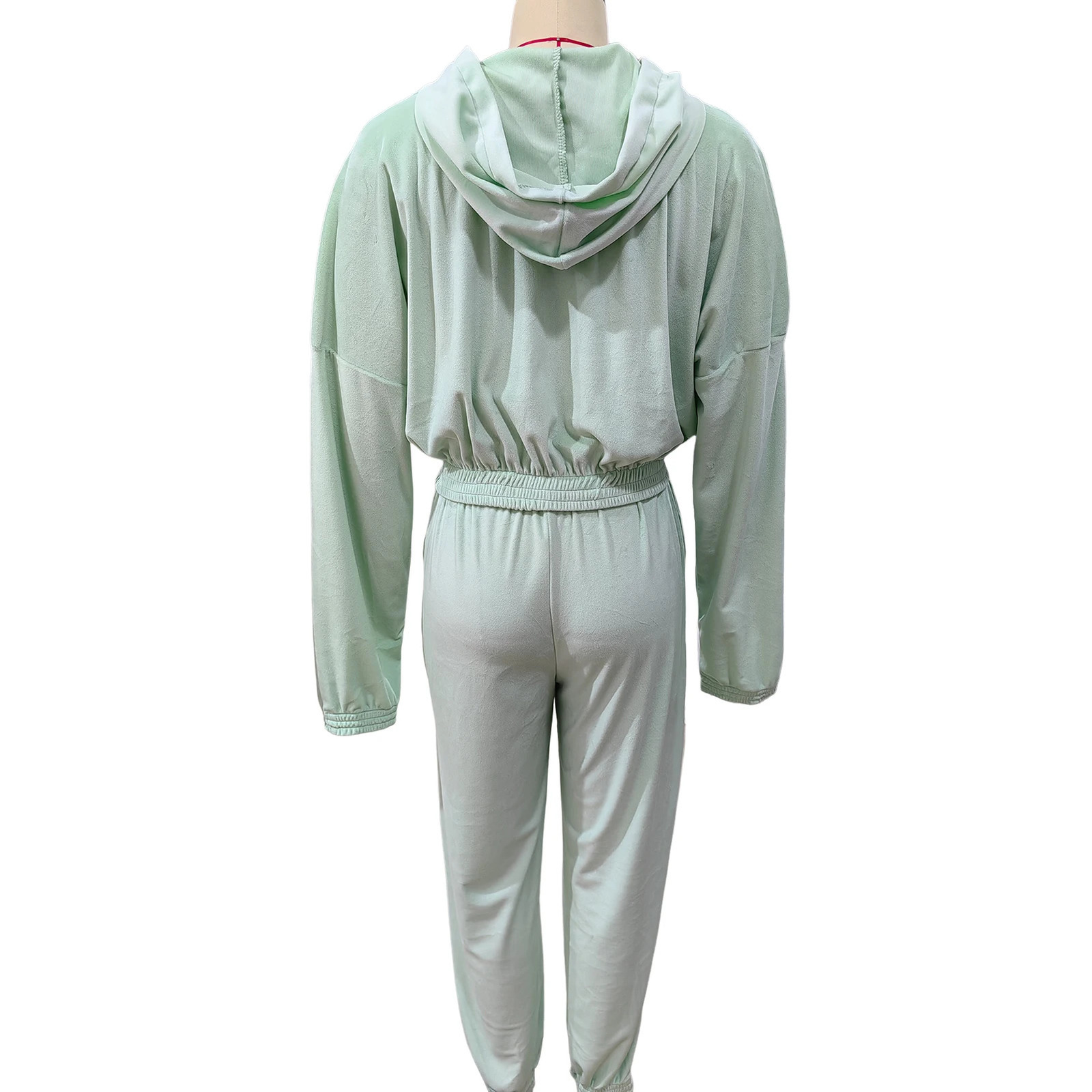 Womens Fall and Winter fashion set zipper hoodie Drawstring Tracksuit Trouser Solid color Two-piece set Girls Clothing 250708
