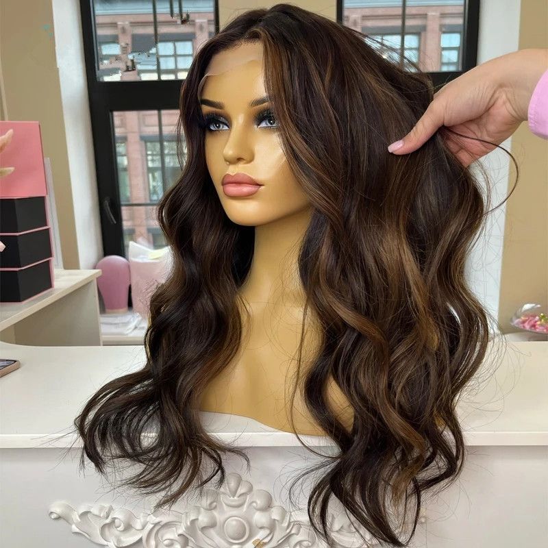 Loose deep Wave brazilian hair Full Lace human hair Wigs for Women burnette hd Lace Frontal Wig Brown LowLights Glueless Pre Plucked hd transparent la