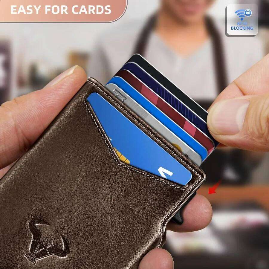 Men Gift BoxedSlim Front Pocket Wallet Money Clip Card Holder 3.8"x2.7" Popup Access
