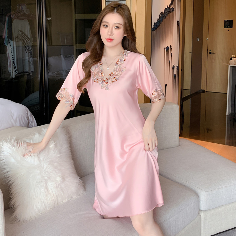 Y23-Lace silk nightdress home wear women's ice silk nightdress summer dress