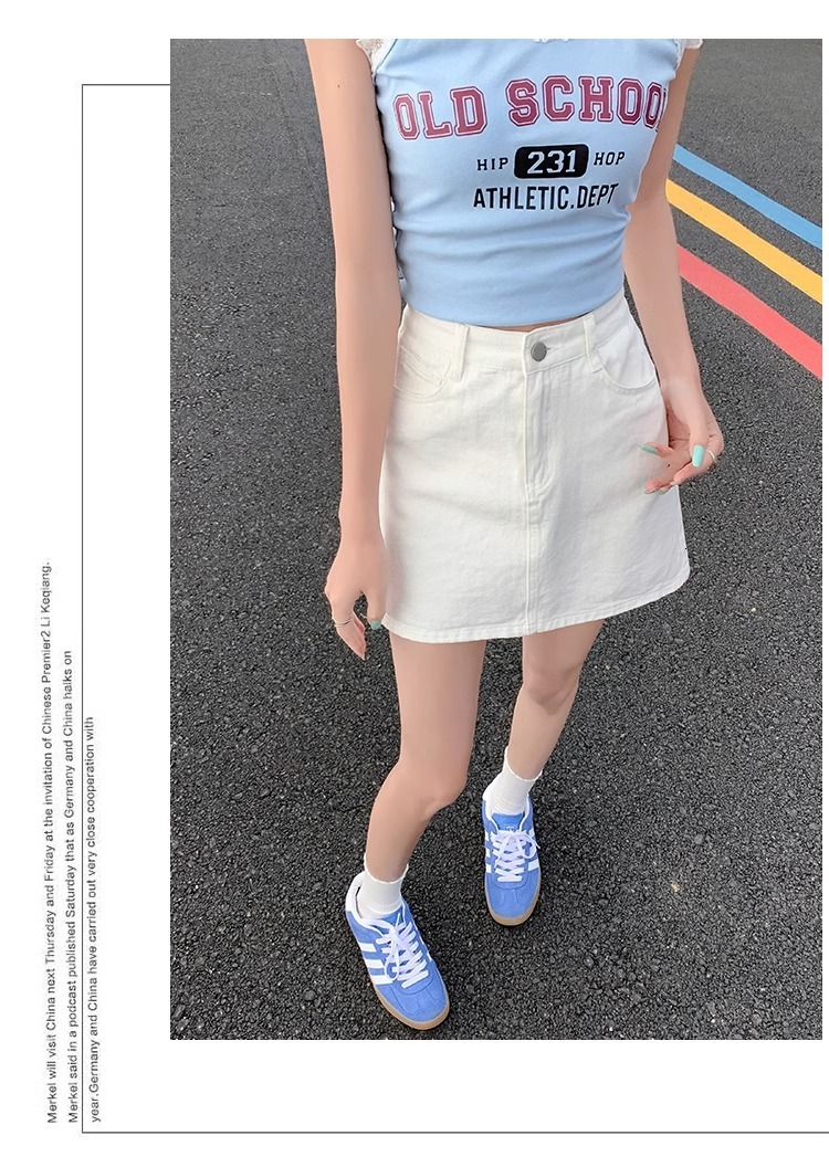 2025 New women's skirt denim skirt short skirt women's summer new high waist slim fit A-line skirt tight skirt new minimalist style solid co