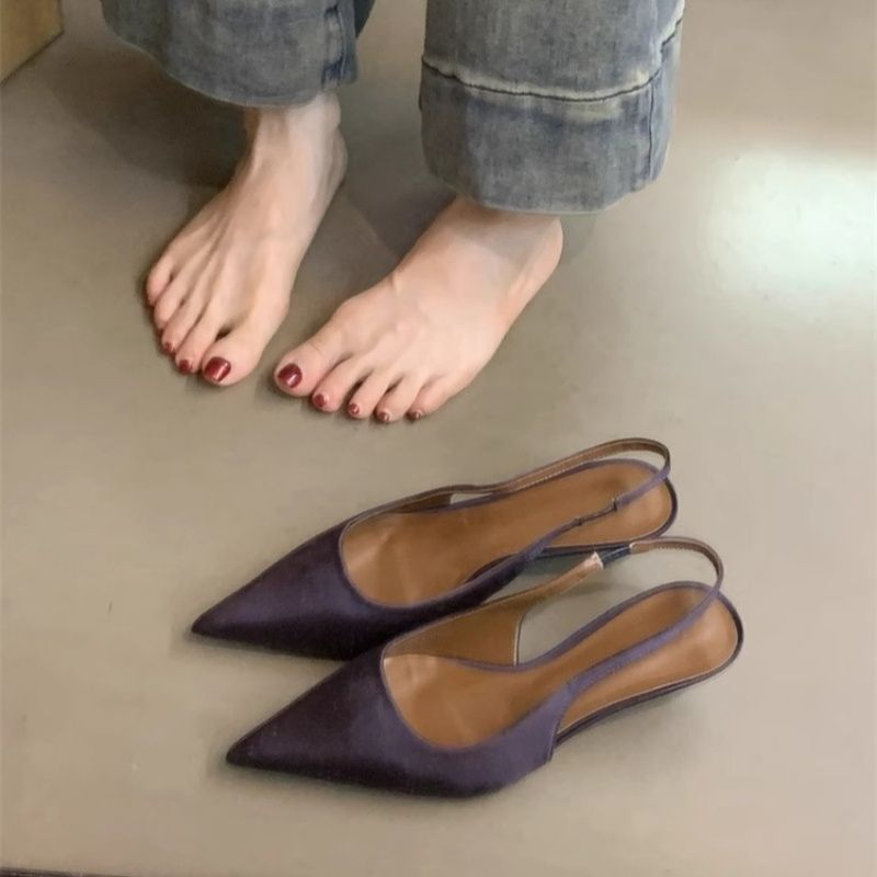 Sandals Shoes Female 2025 Plus Size Slingbacks Women's High Heels Summer Dress Pumps Women Pointed Toe Thin Heel Slip On