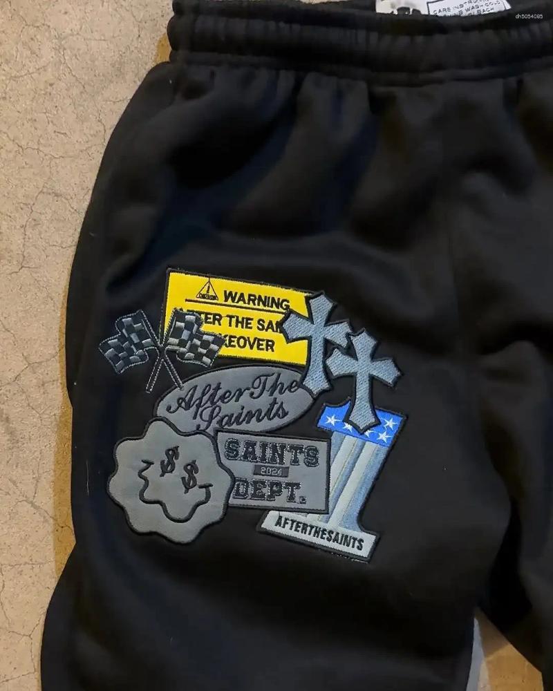 Designer Men's Pants Embroidered Y2K SweatPants Hip Hop Patch sweatpants Harajuku Drawstring Leg Tie Streetwear Jogging Womens Asian Size XS-4XL