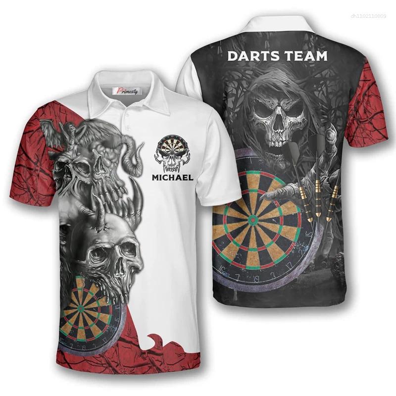 Men's Polos Dart Pattern 3D Print Polo Shirt Personalized Name Casual Fashion Short Sleeved T-shirt Pullover Logo Customization Tops 81